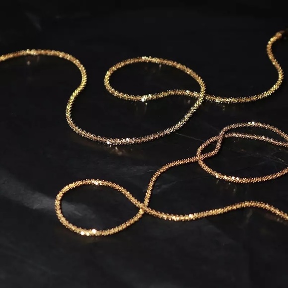 SHINY GOLD NECKLACE 925 STERLING SILVER - Picture 11 of 11